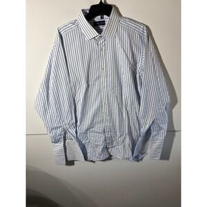 Ralph Lauren Purple Label Blue Stripe‎ Luxury Dress Shirt 17½ Italy Cufflink